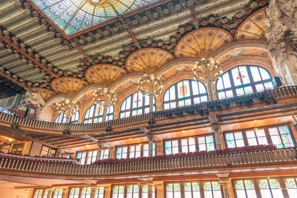 Barcelona Maja 2018 Wnętrze Pałacu Muzyki Katalońskiej Jest Atrakcją Turystyczną — Zdjęcie stockowe