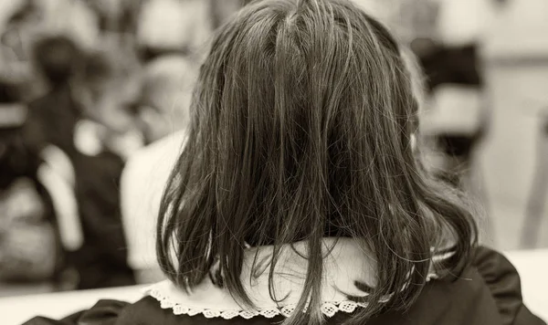 Back View Elementary Schoolgirl Her Classroom — Stock Photo, Image