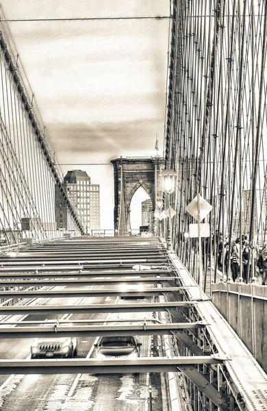 New York City Trafik Över Brookyn Bridge — Stockfoto