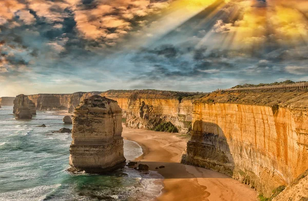 Vista Deslumbrante Pôr Sol Dos Doze Apóstolos Austrália — Fotografia de Stock