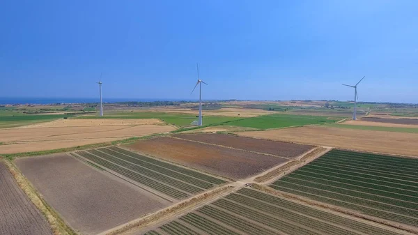 Beautiful Aerial View Countryside Industrial Windmills — Stock Photo, Image