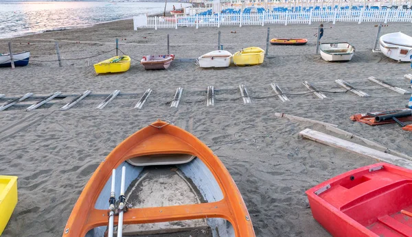 Schöne Boote Bei Sonnenuntergang Sommer — Stockfoto