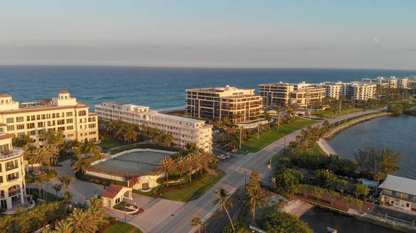 Lake Worth Pôr Sol Vista Aérea Panorâmica Florida — Fotografia de Stock