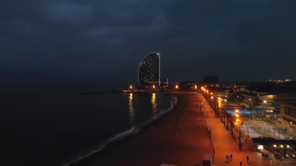 Marina Vela Barcelona Spanyolország Éjszaka Kilátás — Stock videók