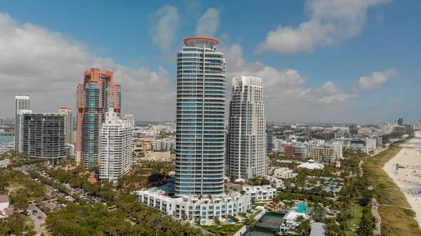 Flygfoto Över Miami Beach Skyline Från South Pointe Park — Stockfoto