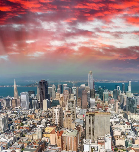 Skyline Aéreo San Francisco Desde Helicóptero Soleado Día Verano — Foto de Stock