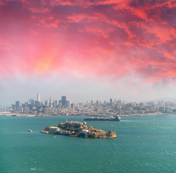 Veduta Aerea Dell Isola Alcatraz Dall Elicottero San Francisco — Foto Stock