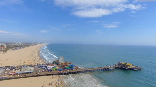 Aerial View Santa Monica Pier Coastline California — Stock Photo, Image