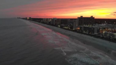 Panoramik Myrtle Beach, günbatımı, Güney Karolina, ABD