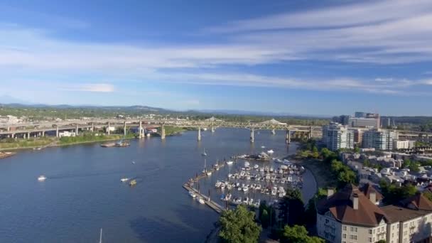 Schöne Luftaufnahme Der Skyline Der Stadt Portland Ist Eine Berühmte — Stockvideo