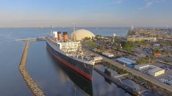 Long Beach Juli 2017 Luchtfoto Van Queen Mary Een Beroemde — Stockfoto