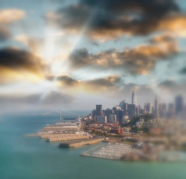 Skyline Aérienne San Francisco Depuis Hélicoptère Par Une Journée Ensoleillée — Photo