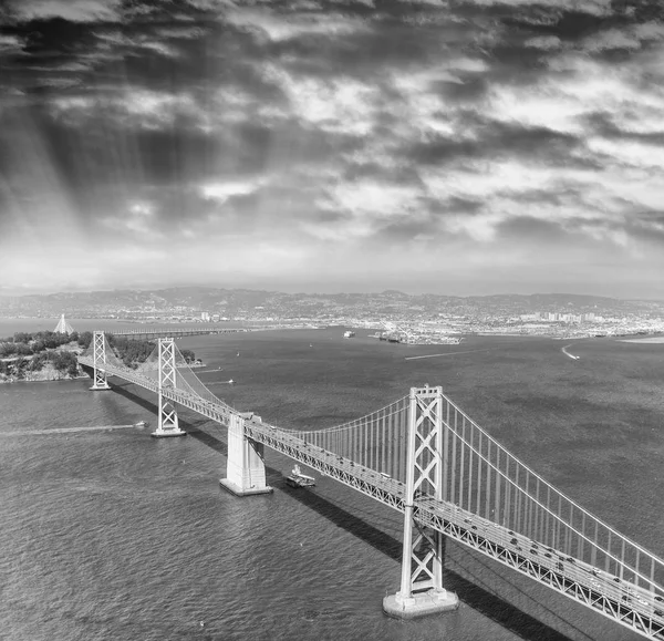 Aerial Overhead View San Francisco Bay Bridge Helicopter — Stock Photo, Image