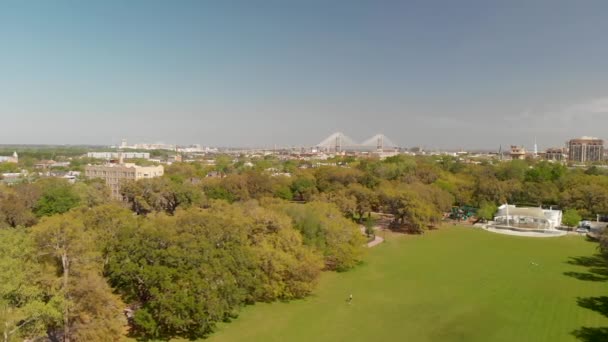 Aerial View Forsyth Park Savannah Georgia — Stock Video