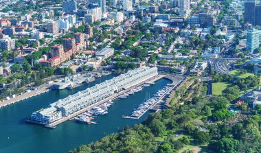 Cowper Wharf Sidney, Avustralya hava havai görünümü.