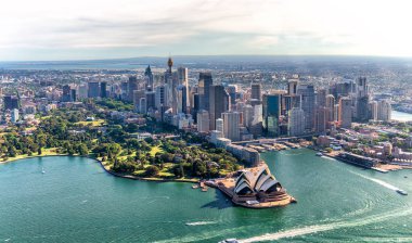 Aerial view of Sydney Harbor and Downtown Skyline, Australia. clipart