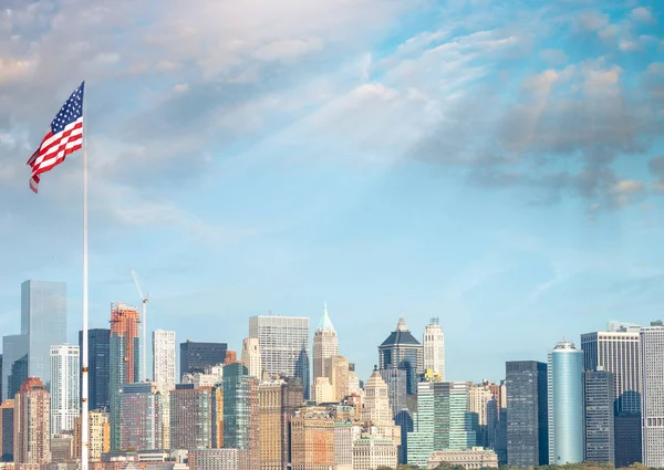 Skyline Van Manhattan Uit Ellis Island New York — Stockfoto