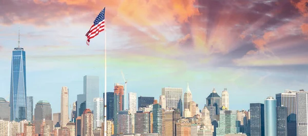 Manhattan Skyline Ellis Island New York — Stock Photo, Image