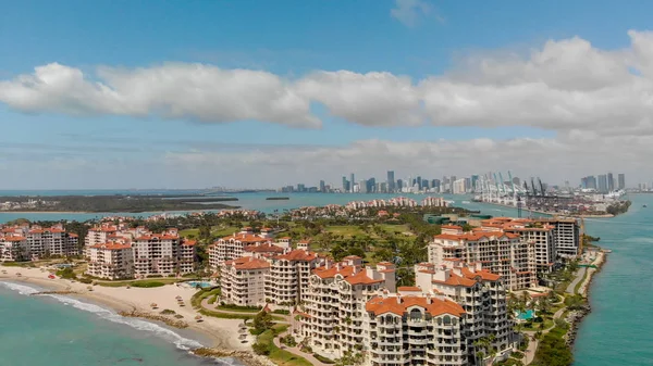 Vista Aérea Fisher Island Miami Florida —  Fotos de Stock