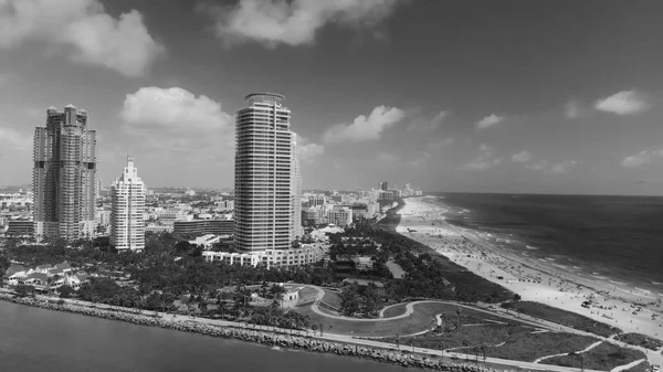 Letecký Pohled Miami Beach Panorama South Pointe Park — Stock fotografie