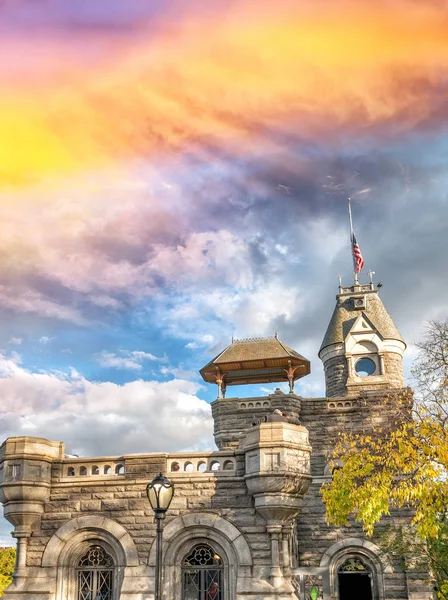 Zamek Belvedere Liści Sezon Central Park Nowy Jork — Zdjęcie stockowe