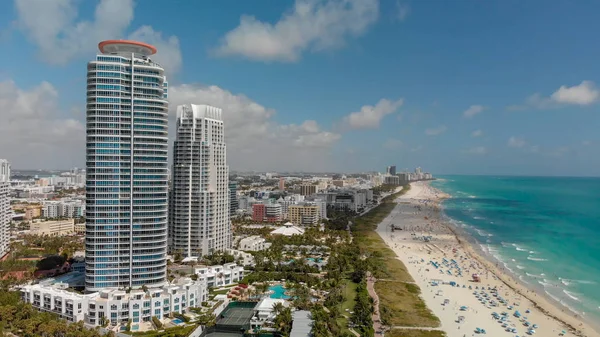 Miami Beach Horizonte Ciudad Desde South Pointe Vista Aérea — Foto de Stock