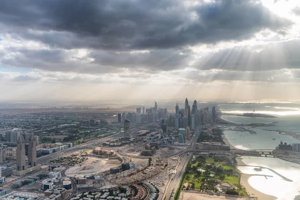 Vue Aérienne Dubaï Avec Rétroéclairage Émirats Arabes Unis — Photo