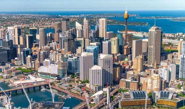 Vista Helicóptero Dos Edifícios Centro Cidade Sydney — Fotografia de Stock