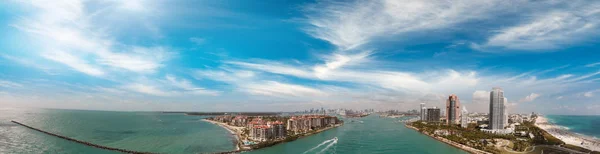 Úžasný Letecký Pohled Miami Beach Pobřeží Při Západu Slunce Florida — Stock fotografie