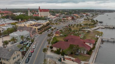 St Augustine, Fl - 9 Nisan 2018: Hava manzarası St Augustine. Şehir her yıl 3 milyon turist çeken