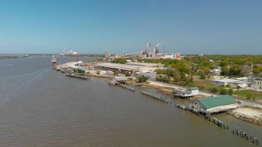 Amelia Island, Fl - 1 Nisan 2018: Kıyı şeridi, Fernandina Beach, havadan görünümü. Bu turistler Florida için ünlü bir cazibe olduğunu.