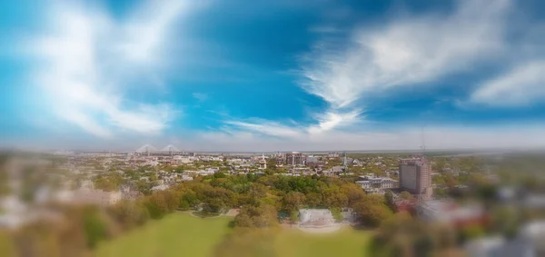 Vista Panorámica Aérea Del Parque Forsyth Savannah Georgia —  Fotos de Stock