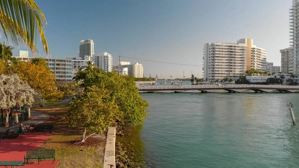 Miami Beach Avril 2018 Vue Aérienne Des Bâtiments Parc Ville — Photo