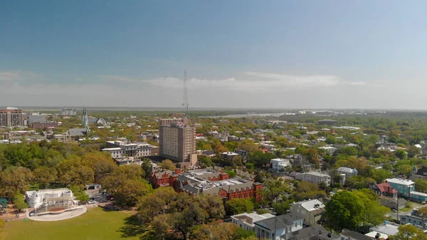 Vista Aérea Panorâmica Parque Forsyth Savannah — Fotografia de Stock