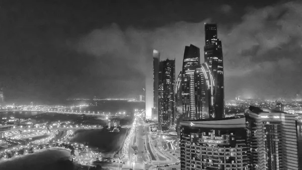 Abu Dhabi Nacht Luchtfoto Uae — Stockfoto