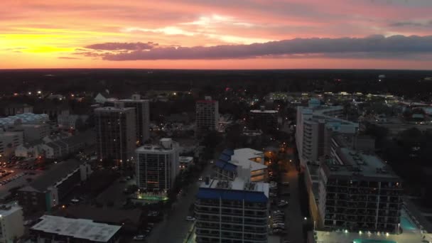 Panoramablick Auf Myrtenstrand Bei Sonnenuntergang South Carolina Usa — Stockvideo