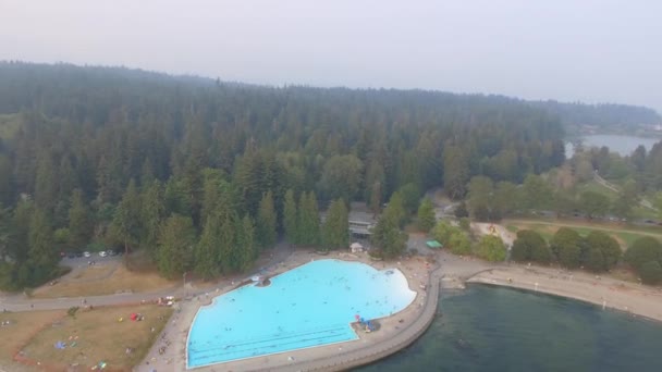 Vista Aérea Stanley Park Com Horizonte Vancouver Canadá — Vídeo de Stock