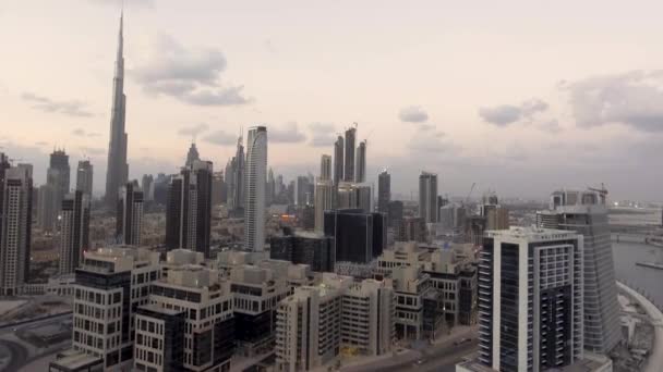 Widok Lotu Ptaka Dubai Downtown Drapaczy Chmur Wideo — Wideo stockowe