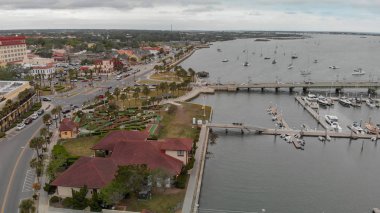 St Augustine, Fl - 9 Nisan 2018: Hava manzarası St Augustine. Şehir her yıl 3 milyon turist çeken