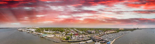 Amelia Islan Fernandina Beach Florida Luchtfoto Uitzicht Bij Zonsondergang — Stockfoto