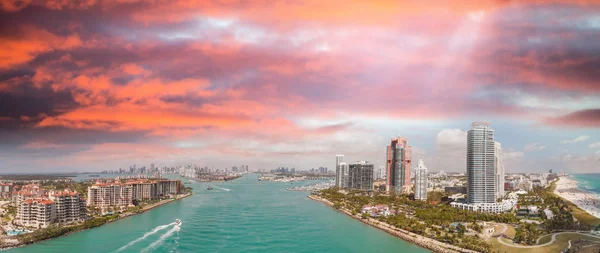 Miami Beach Skyline Della Città South Pointe Vista Panoramica Aerea — Foto Stock