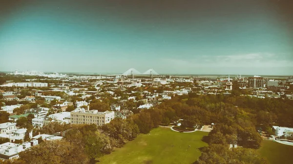 Panoramiczny Widok Lotu Ptaka Forsyth Park Savannah — Zdjęcie stockowe