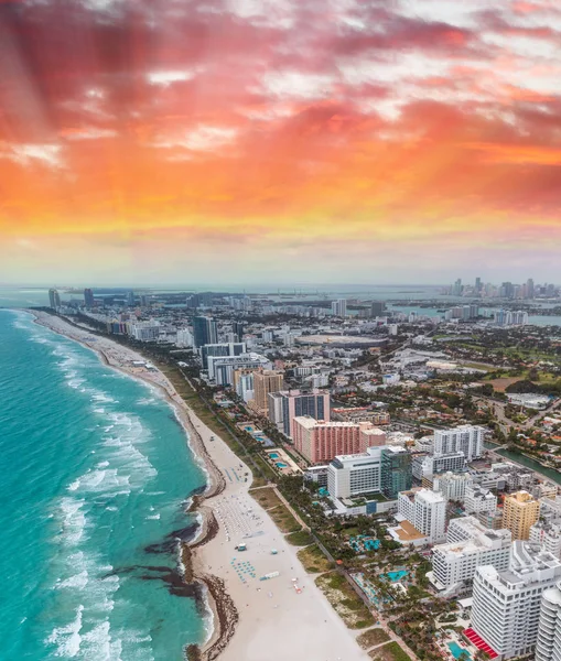 Vue Aérienne South Beach Skyline Miami Floride — Photo