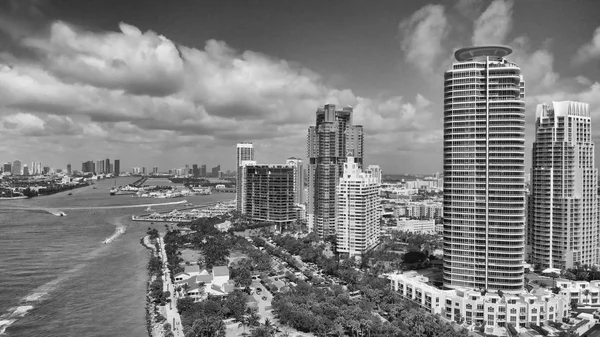 Miami Beach Horizonte Ciudad Desde South Pointe Vista Aérea — Foto de Stock