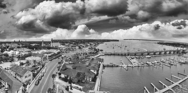 Saint Augustine panoramik hava görünümünü gün batımında, Florida - ABD.
