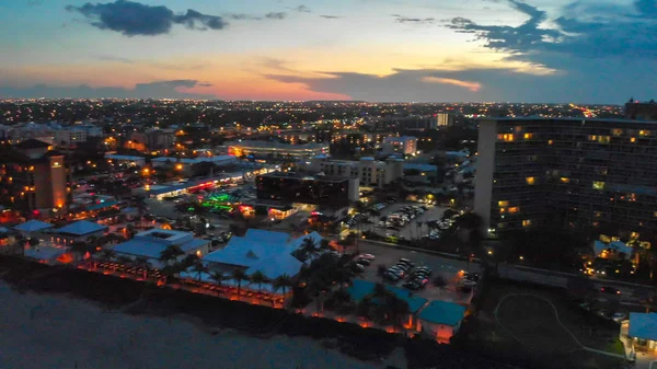 Vue Aérienne Panoramique Nuit Boca Raton Skyline Crépuscule Floride — Photo