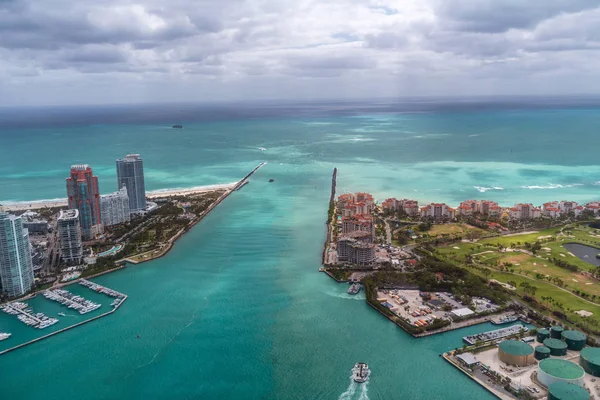 Güney Pointe Park Fisher Island Miami Florida Havadan Görünümü — Stok fotoğraf