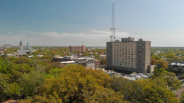 Vista Aérea Del Parque Forsyth Savannah Georgia —  Fotos de Stock