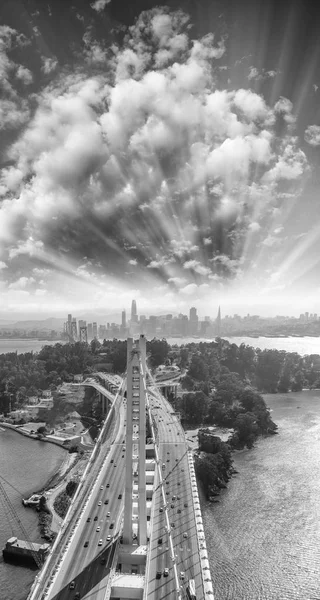 Aerial Overhead View San Francisco Bay Bridge Helicopter — Stock Photo, Image