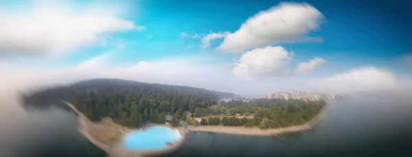 Пташиного Польоту Стенлі Парк Захід Сонця Skyline Ванкувер Канада — стокове фото